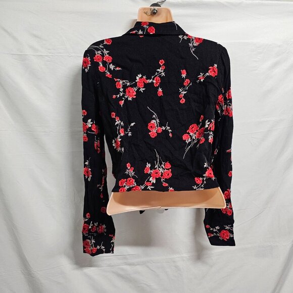 Reformation Black Floral Tie Crop Top Women Size S - Picture 7 of 12